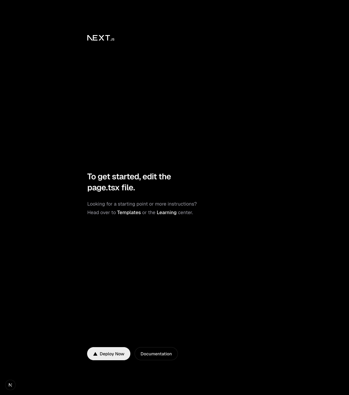 Imagen de inicio de una aplicación Next