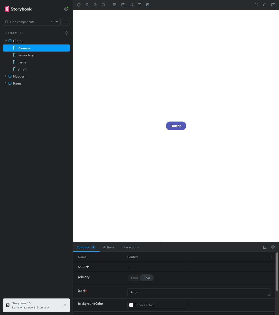 Landing page de Storybook